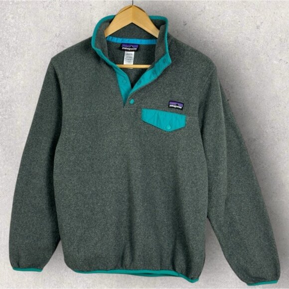 Patagonia T-Snap Synchilla Fleece Grey Blue Size XS Womens Hiking Sweater Top - Picture 10 of 14